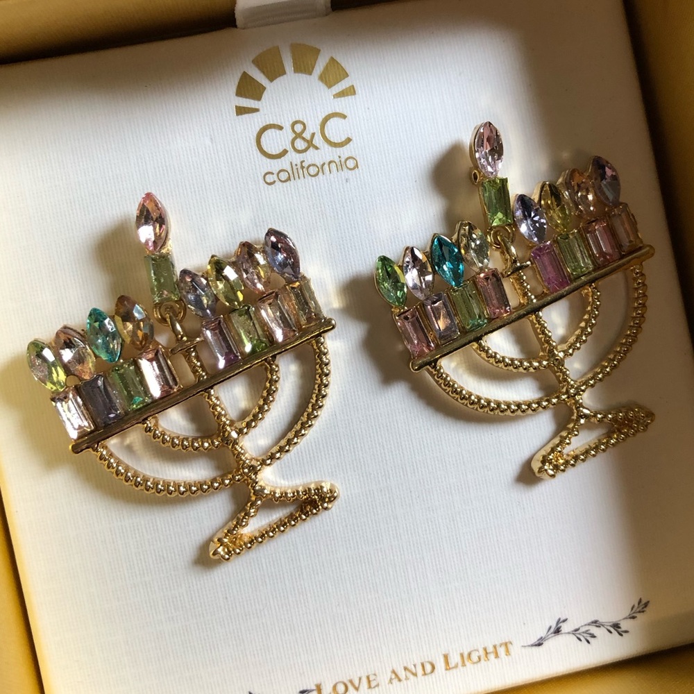 🕎Love and Light 🕎C&C California goldtone Hanukkah earrings